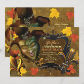 Herfst Masquerade Birthday Party Kaart (Voorkant / Achterkant)