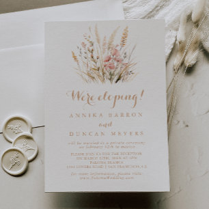 Herfst Meadow Wild Floral Elopement Receptie Kaart