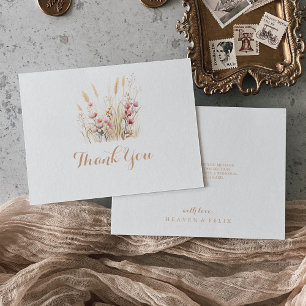 Herfst Meadow Wild Floral Flat Wedding Bedankkaart