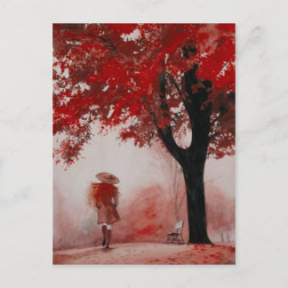 herfst meisje briefkaart