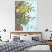 Herfst met chrysanthemum en herfstblad canvas afdruk (Insitu (Slaapkamer))