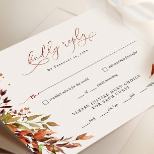 HERFST minimalistisch script bruiloft RSVP Reply K
