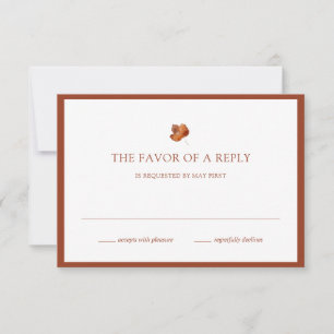 Herfst Minimalistische Blad Terracotta Rand Trouwe RSVP Kaartje