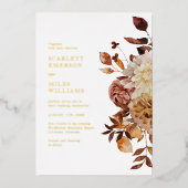 Herfst Modern Gold Wedding Folie Uitnodiging (Voorkant)