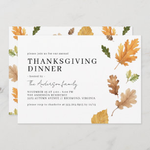 Herfst   Modern Waterverf Thanksgiving Diner Kaart