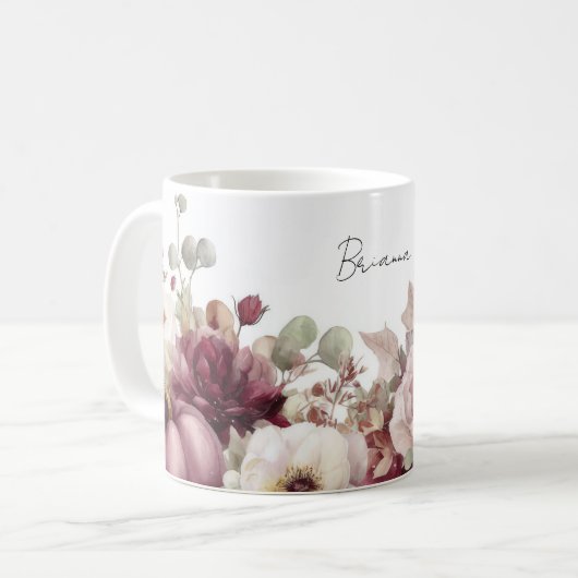 Herfst Mok met pompoenen en bloemen (Voorkant links)