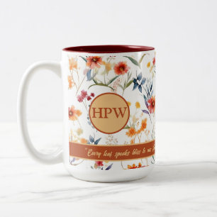 Herfst Monogram Bloemige Klassieke Font Coffee Mug Tweekleurige Koffiemok