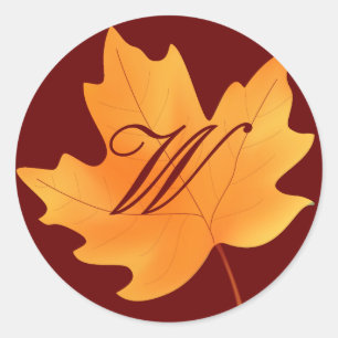 Herfst monogram ronde sticker