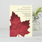 Herfst Monogrammed Wedding Invitation (rood) Kaart (Staand voorkant)