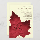 Herfst Monogrammed Wedding Invitation (rood) Kaart (Voorkant / Achterkant)
