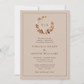 Herfst Monogrammed Wedding Kaart (Voorkant)