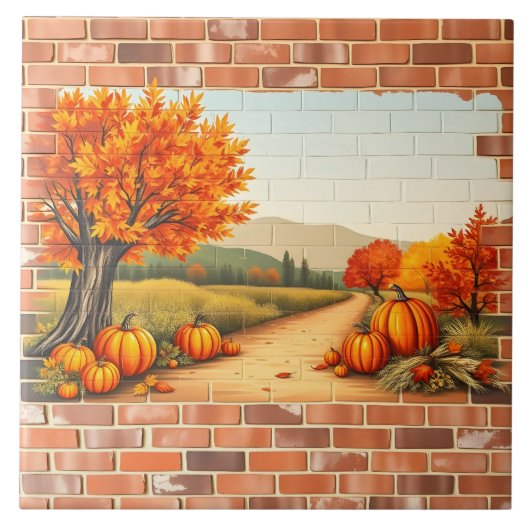 Herfst Mooie Moderne Happy Thanksgiving Tegeltje (Voorkant)