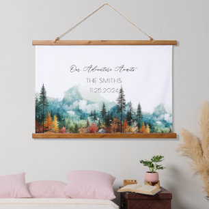 Herfst Mountain Alternatieve bruiloft gastenboek Hangend Wandkleed