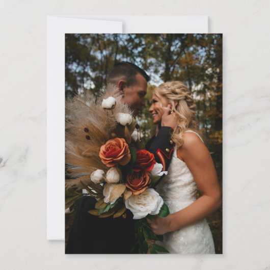 Herfst Mountain bruiloft foto Kaart (Achterkant)