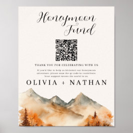 Herfst Mountain Honeymoon Fund Wedding Sign Poster