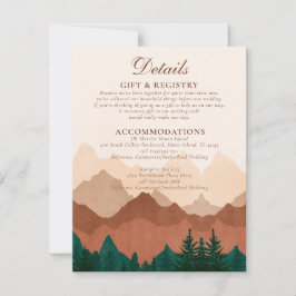 Herfst Mountain Terracotta Forest Wedding Details Notitiekaartje