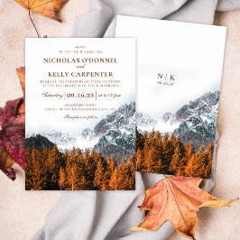 Herfst Mountain Terracotta Forest Wedding Invitati Kaart