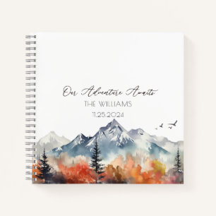 Herfst Mountain Waterverf bruiloft gast Notitieboek