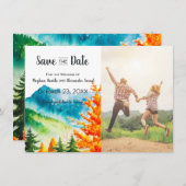 Herfst Mountain Wedding Bewaar de datum met foto Save The Date (Voorkant / Achterkant)