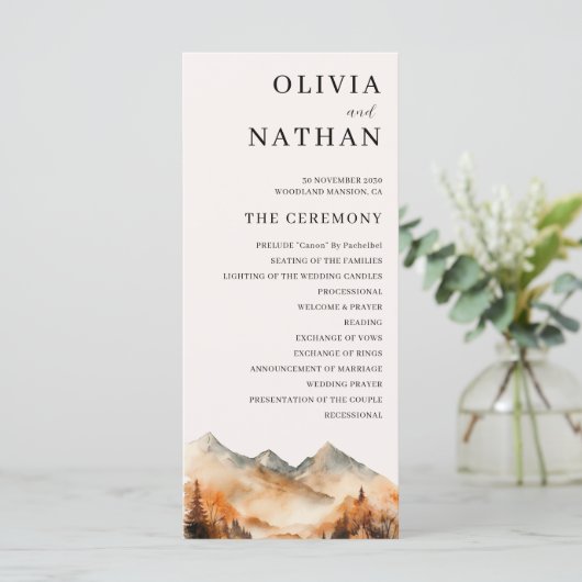 Herfst Mountain Wedding Programma (Staand voorkant)