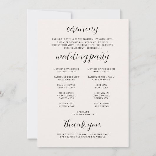 Herfst Mountain Wedding Programma Ceremonie (Achterkant)