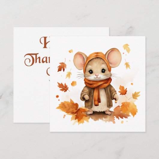 Herfst Muis Wenskaart Feestdagenkaart (Voorkant / Achterkant)
