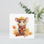 Herfst Muis Wenskaart Feestdagenkaart (Staand voorkant)