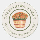 Herfst Mum retour adreslabel Ronde Sticker (Voorkant)