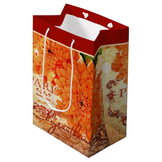 Herfst mums middel grote cadeautas (Voorkant Gekanteld)