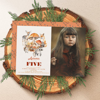 Herfst Mushroom Woodland Animals Verjaardagsfoto Kaart