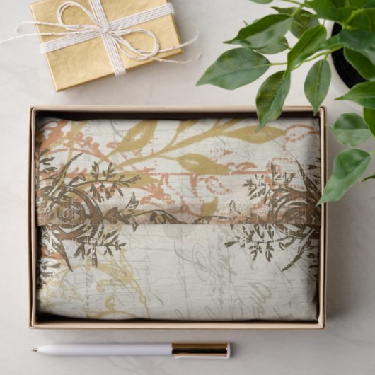 Herfst Mustard Oranje Ephemera Script Decoupage Ar Tissuepapier (Geschenk)