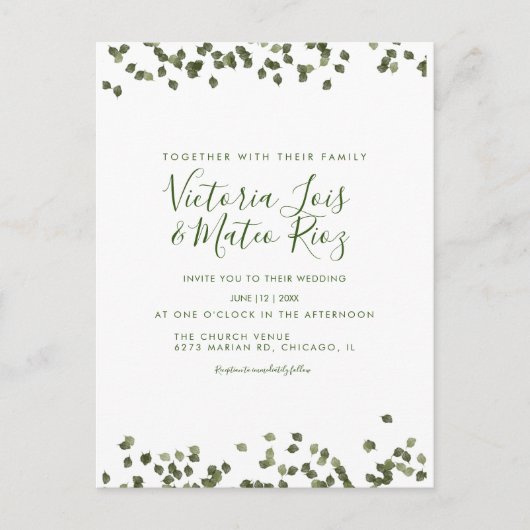 Herfst najaar bijtende trouwerij briefkaart (Voorkant)