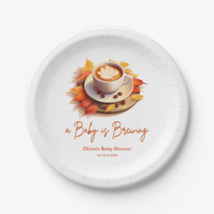Herfst Najaar Een Baby Brouwt Koffie Baby Shower  Papieren Bordje