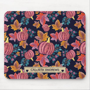 Herfst Navy Pumpkin - Monogram Waterverf Muismat