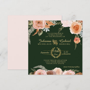 Herfst Neutral Blush Floral Foliage Forest Green Kaart