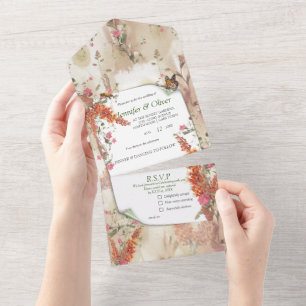 Herfst Neutral-toned Elegant thema All In One Uitnodiging