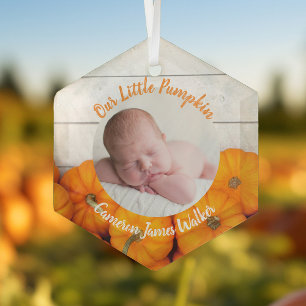 Herfst Newborn Foto Baby Our Little Pumpkin Cute Glas Ornament