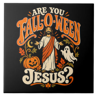 Herfst-O-Ween Jezus Christelijke Halloween Pompoen Tegeltje