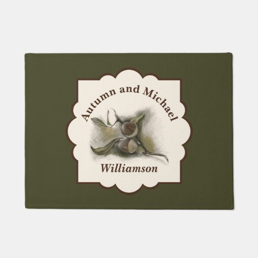 Herfst Oak Leaf en Acorn Personalized Deurmat (Voorkant)