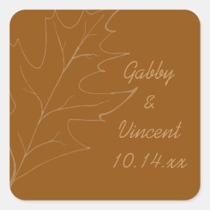 Herfst Oak Leaf herfst Wedding Vierkante Sticker