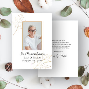 Herfst Oak Leaves Funeral Wake Memorial Sympathie Bedankkaart