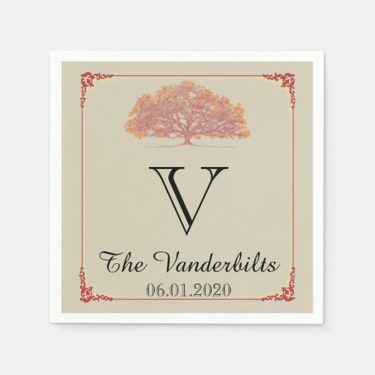 Herfst Oak Tree Wedding Napkin Servet (Voorkant)