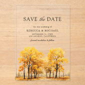 Herfst Oak Trees Wedding Save the Date Acryl Uitnodigingen (Voorkant)