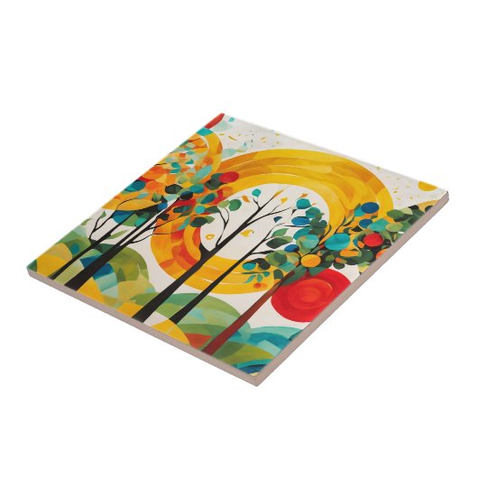 Herfst Ochtend Palet, Waterverf Abstract Bos Tegeltje (Zijkant)