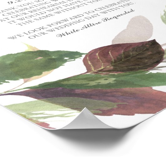 Herfst Oefenavond Diner Tafelbord Botanisch Blad Poster (Hoek)