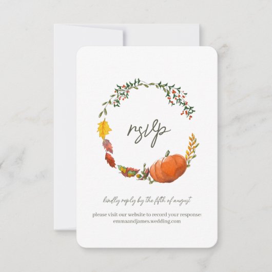 Herfst of Thanksgiving RSVP Wedding Kaart (Voorkant)