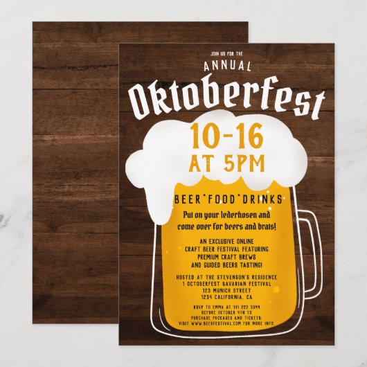 Herfst Oktoberfest feest Beiers Kaart (Voorkant / Achterkant)