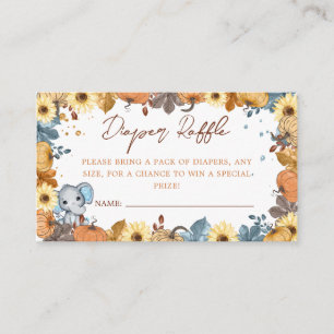 Herfst Olifant Pompoen Baby shower Luier Raffle Informatiekaartje