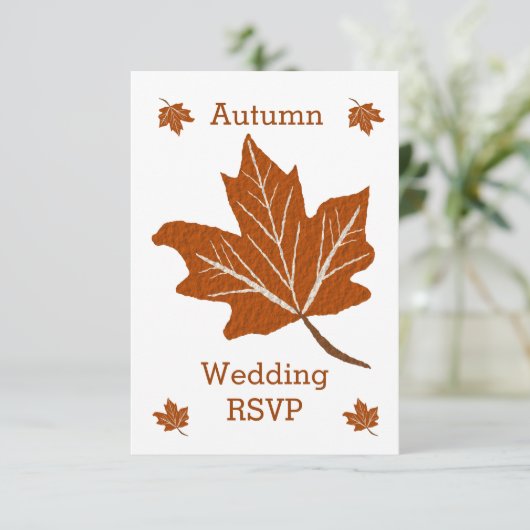 Herfst ontwerp bruiloft RSVP kaartje (Staand voorkant)
