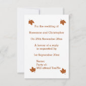 Herfst ontwerp bruiloft RSVP kaartje (Achterkant)